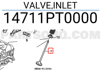 Honda 14711PT0000 VALVE,INLET