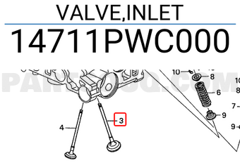 Honda 14711PWC000 VALVE,INLET