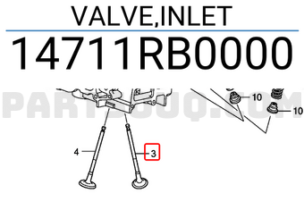 Honda 14711RB0000 VALVE,INLET