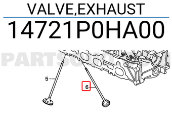 Honda 14721P0HA00 VALVE,EXHAUST