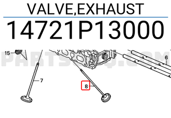 Honda 14721P13000 VALVE,EXHAUST