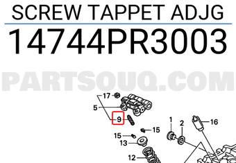 Honda 14744PR3003 SCREW TAPPET ADJG