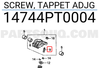 Honda 14744PT0004 SCREW, TAPPET ADJG