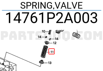 Honda 14761P2A003 SPRING,VALVE
