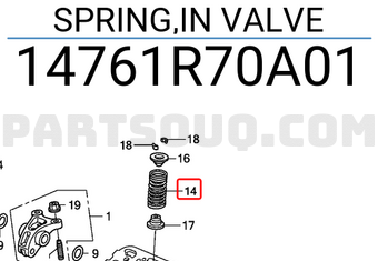 Honda 14761R70A01 SPRING,IN VALVE