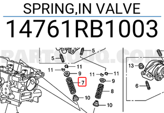 Honda 14761RB1003 SPRING,IN VALVE