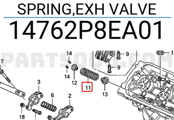 Honda 14762P8EA01 SPRING,EXH VALVE