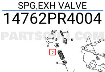 Honda 14762PR4004 SPG,EXH VALVE