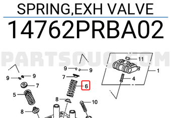 Honda 14762PRBA02 SPRING,EXH VALVE