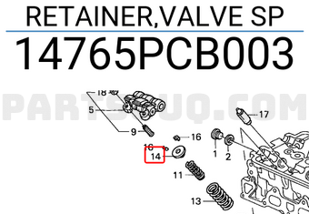 Honda 14765PCB003 RETAINER,VALVE SP