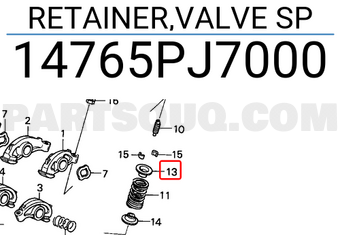 Honda 14765PJ7000 RETAINER,VALVE SP