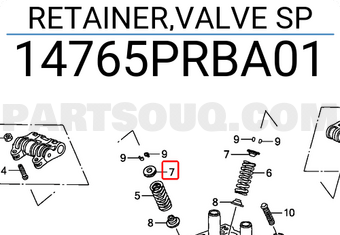 Honda 14765PRBA01 RETAINER,VALVE SP