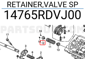 Honda 14765RDVJ00 RETAINER,VALVE SP