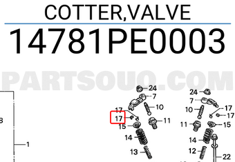 Honda 14781PE0003 COTTER,VALVE
