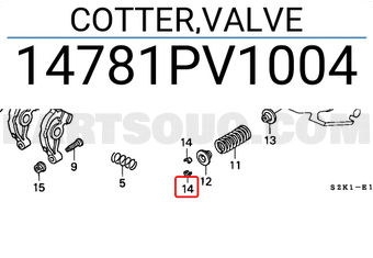 Honda 14781PV1004 COTTER,VALVE
