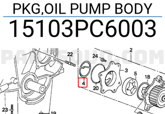 Honda 15103PC6003 PKG,OIL PUMP BODY