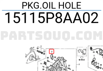Honda 15115P8AA02 PKG.OIL HOLE