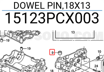 Honda 15123PCX003 DOWEL PIN,18X13