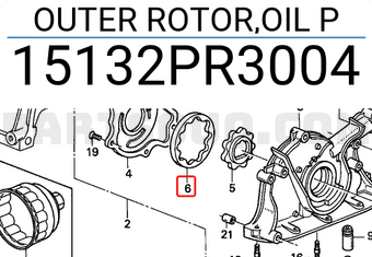 Honda 15132PR3004 OUTER ROTOR,OIL P