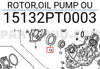 Honda 15132PT0003 ROTOR,OIL PUMP OU
