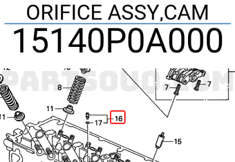 Honda 15140P0A000 ORIFICE ASSY,CAM