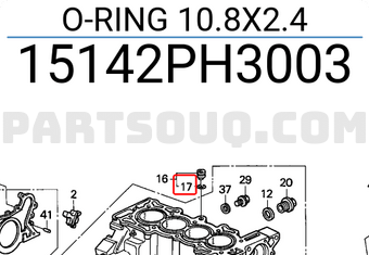 Honda 15142PH3003 O-RING 10.8X2.4