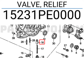 Honda 15231PE0000 VALVE, RELIEF