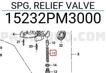Honda 15232PM3000 SPG, RELIEF VALVE
