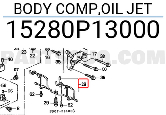 Honda 15280P13000 BODY COMP,OIL JET