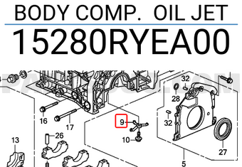 Honda 15280RYEA00 BODY COMP. OIL JET