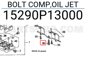 Honda 15290P13000 BOLT COMP,OIL JET