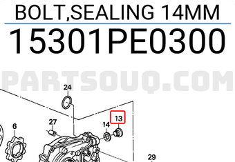 Honda 15301PE0300 BOLT,SEALING 14MM