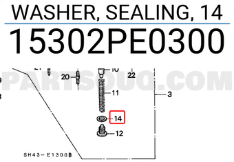 Honda 15302PE0300 WASHER, SEALING, 14