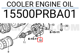 Honda 15500PRBA01 COOLER ENGINE OIL