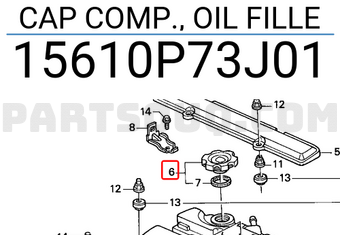 Honda 15610P73J01 CAP COMP., OIL FILLE