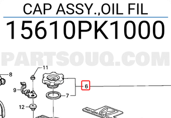 Honda 15610PK1000 CAP ASSY.,OIL FIL