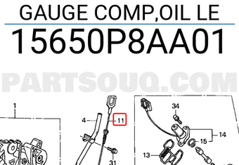 Honda 15650P8AA01 GAUGE COMP,OIL LE