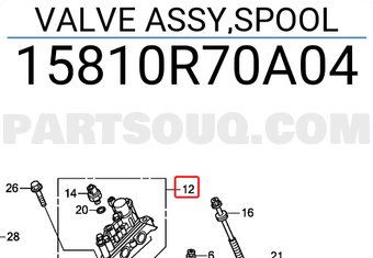 Honda 15810R70A04 VALVE ASSY,SPOOL