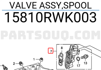 Honda 15810RWK003 VALVE ASSY,SPOOL