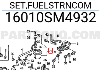 Honda 16010SM4932 SET,FUELSTRNCOM