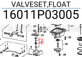 Honda 16011P03005 VALVESET,FLOAT