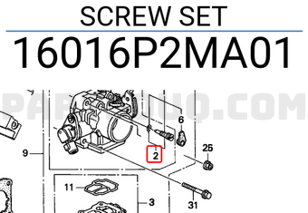Honda 16016P2MA01 SCREW SET