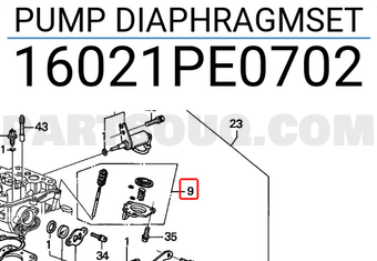 Honda 16021PE0702 PUMP DIAPHRAGMSET