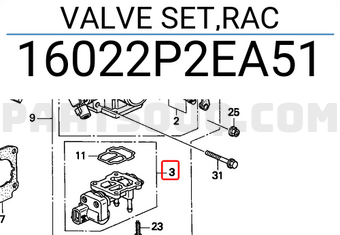 Honda 16022P2EA51 VALVE SET,RAC