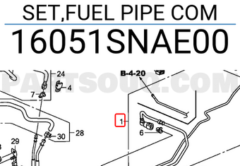 Honda 16051SNAE00 SET,FUEL PIPE COM