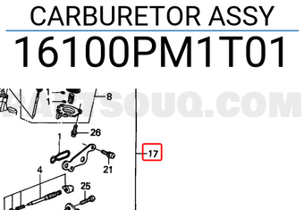 Honda 16100PM1T01 CARBURETOR ASSY