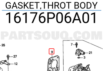 Honda 16176P06A01 GASKET,THROT BODY