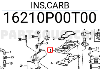 Honda 16210P00T00 INS,CARB
