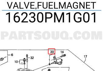 Honda 16230PM1G01 VALVE,FUELMAGNET
