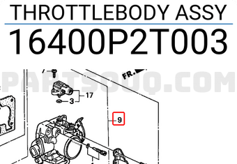 Honda 16400P2T003 THROTTLEBODY ASSY